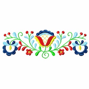 花柄の機械刺繍デザイン フォークパターン。