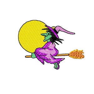 Halloween machine embroidery design. Witch embroidery pattern