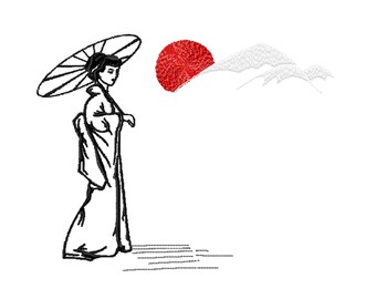 Diseño japonés para bordado a máquina. Descarga patrones al instante.
