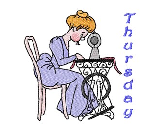 Wochentage Maschinenstickerei Design Geschirrtuch Muster