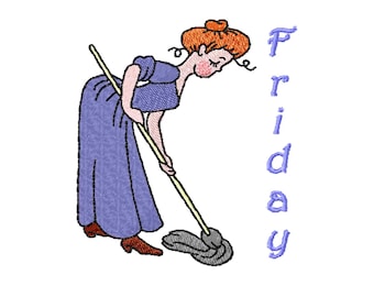 Wochentage Maschinenstickerei Küchentuch Muster