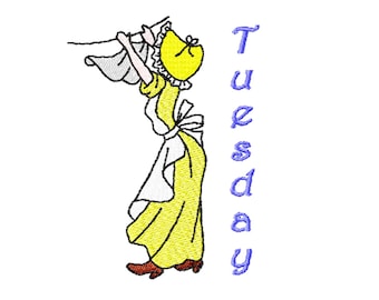 Wochentage Maschinenstickerei Design Geschirrtuch Muster