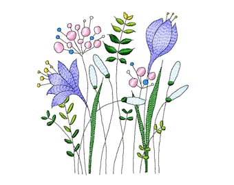 Flowers Machine Embroidery designs. Set wildflowers embroidery patterns