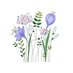 Flowers Machine Embroidery designs. Set wildflowers embroidery patterns