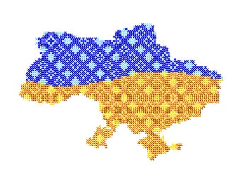 Ukrainian map hand and machine embroidery design. PDF cross stitch pattern.