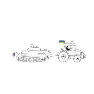 Tank tractor one line machine embroidery design. Set ukrainian embroidery patterns