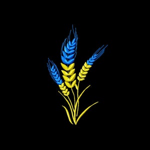 Ukraine Machine Embroidery Design. Wheat blue yellow pattern.