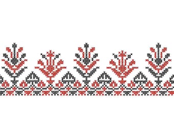 Motif de broderie machine folklorique. Modèle numérique de point de croix. Ornement ethnique.