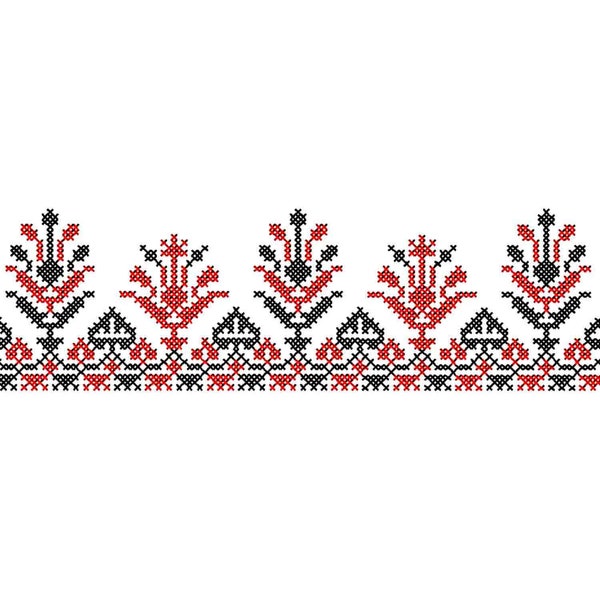 Folk Machine embroidery design. Cross stitch digital pattern. Ethnic ornament.