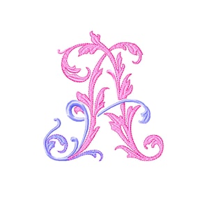 Monogram machine embroidery design Font digital pattern. The letter A digitized pattern