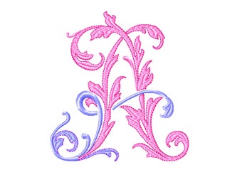 Monogram machine embroidery design Font digital pattern. The letter A digitized pattern