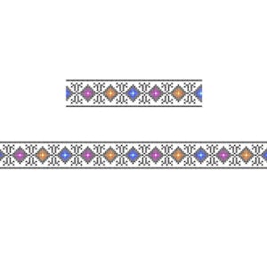 Folk Machine Embroidery designs Border cross stitch pattern. Set ukrainian ornaments. 2 sizes