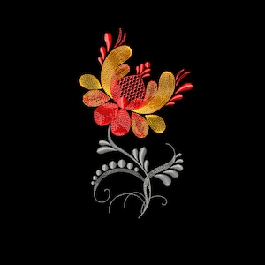 Machine Embroidery designs. Folk Petrykivka ornament pattern embroidery.