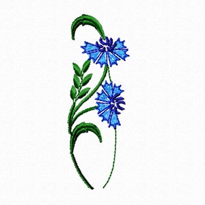 Flowers Machine Embroidery design Floral filled stitch pattern. Cornflower Set 4 sizes