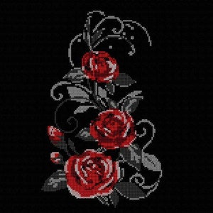Roses embroidery design. Flowers cross stitch digital pattern. Floral machine embroidery designs