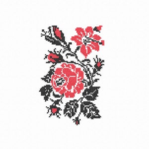Roses Machine Embroidery designs. Floral Cross stitch pattern. Hand embroidery PDF.