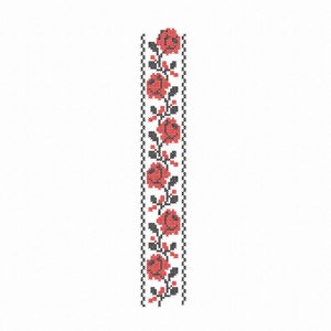 花の機械刺繍デザイン。ボーダーローズパターン。クロスステッチのウクライナ民芸品。3 サイズ