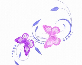 Butterfly Machine Embroidery pattern. Floral designs.