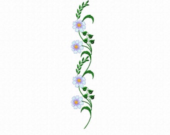 Flowers Machine Embroidery design Border digital pattern.