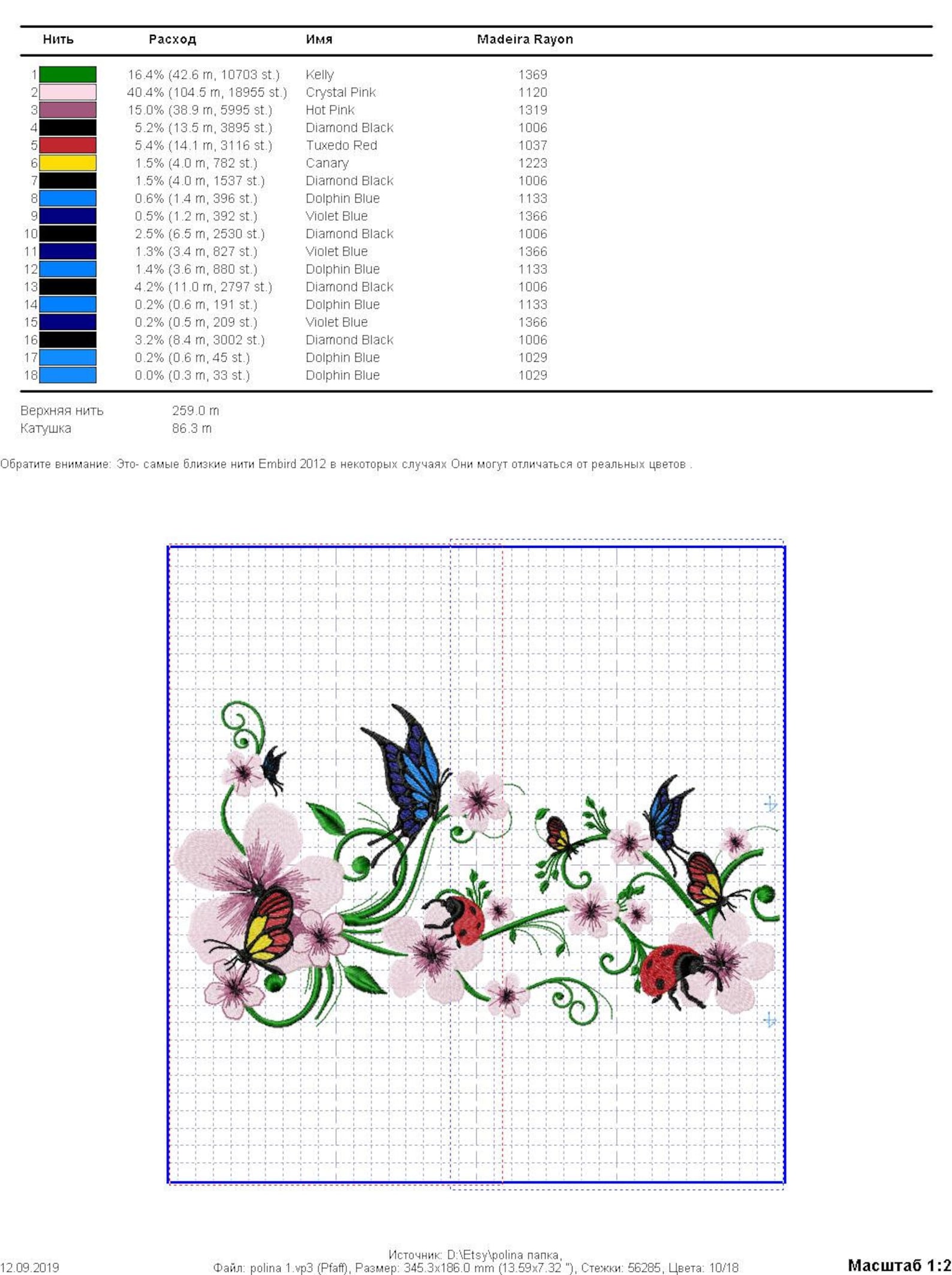 Machine Embroidery Border Designs. Flowers Pattern. Etsy
