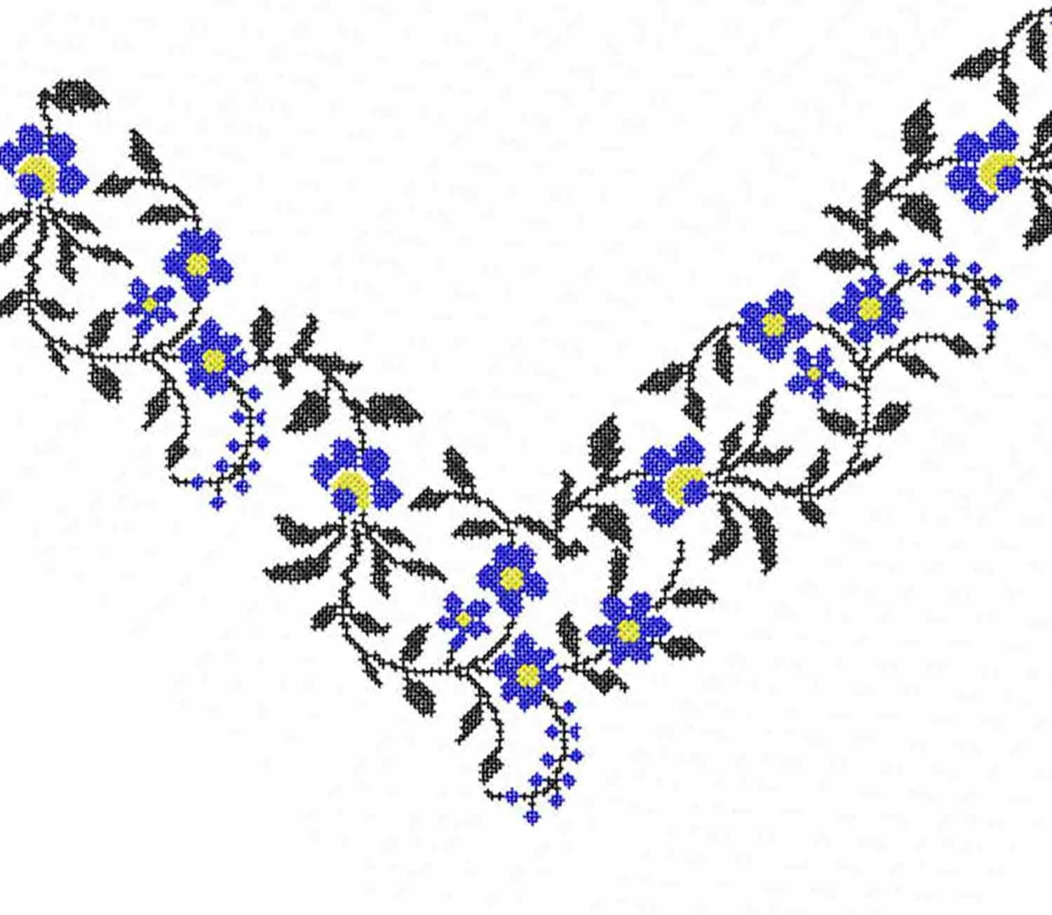 Flowers Machine Embroidery Design Cross Stitch Border Pattern Etsy