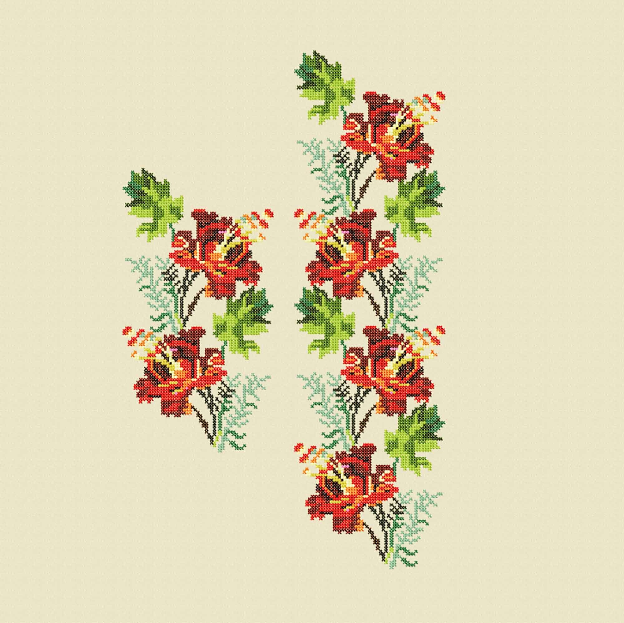 Border Cross Stitch Embroidery Designs. Poppy Pattern. Set Etsy