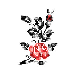 Flowers Machine embroidery design Floral cross stitch pattern. Ukrainian sketch embroidery