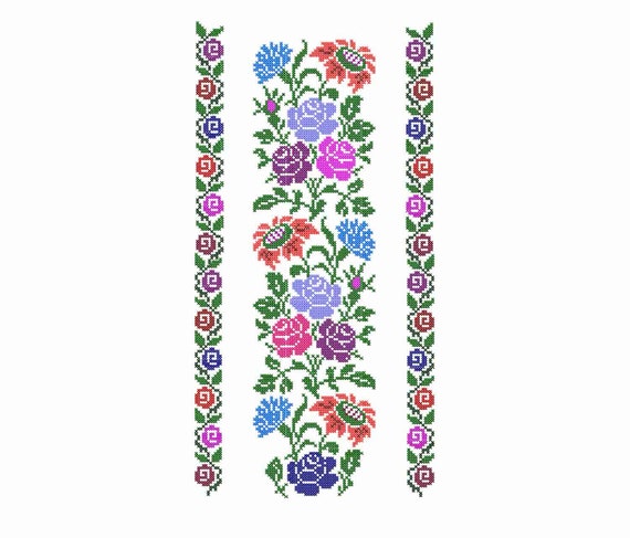 Flowers pattern Ukrainian Machine Embroidery design Set folk ornaments for clothes Folk cross stitch pattern