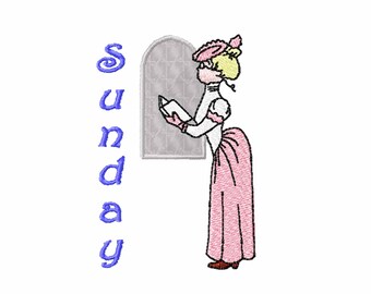 Stickmuster mit Wochentagen Stickmuster Küchentuch Stickmuster