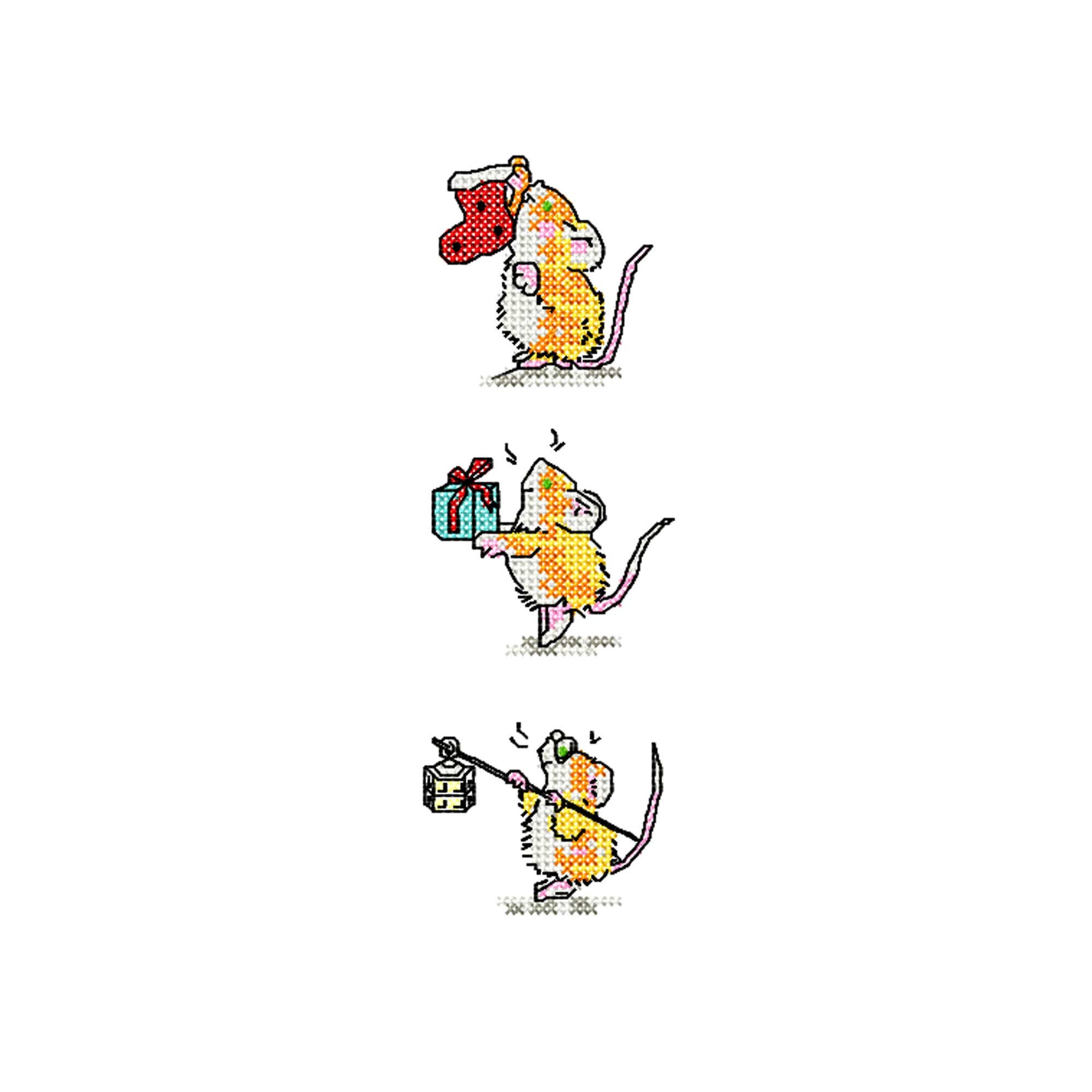 Christmas Set Machine Embroidery design Mouse digital download patterns.