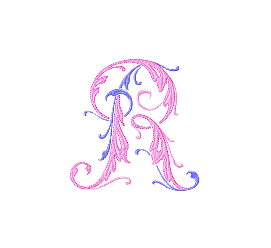 Monogram Font Embroidery Design. the Letter R Embroidery Digitized