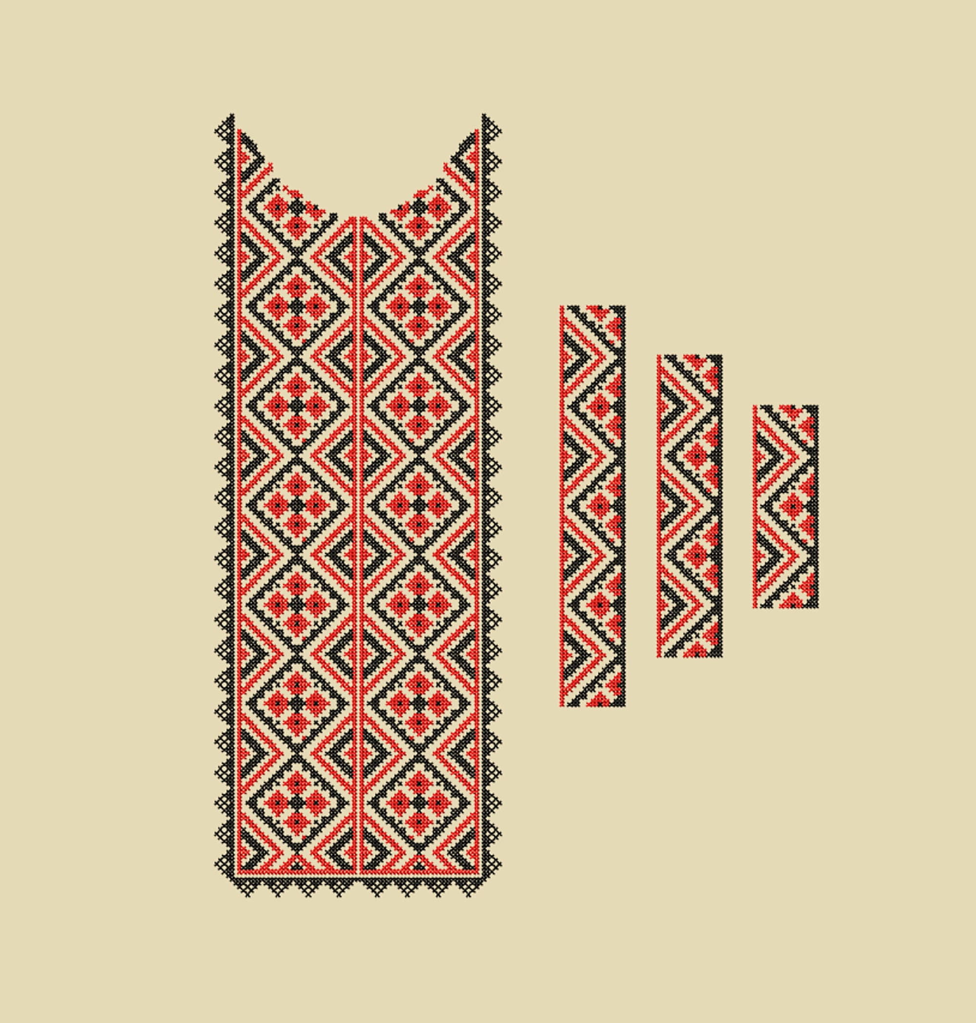 Machine Embroidery Design. Folk Cross Stitch Pattern. Set