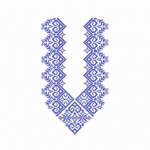 Folklore Maschinenstickerei Stickmuster Kreuzstichmuster. Ausschnitt Ethnische Verzierungen für Kleid.