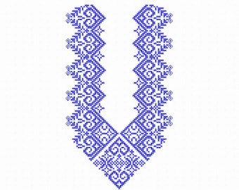 Folklore Maschinenstickerei Stickmuster Kreuzstichmuster. Ausschnitt Ethnische Verzierungen für Kleid.