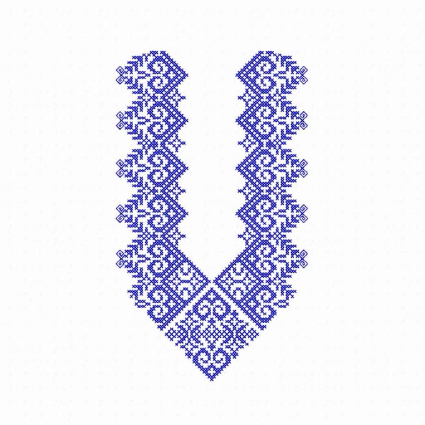 Folk Machine embroidery design Cross stitch pattern. Neckline Ethnic ornaments for dress.