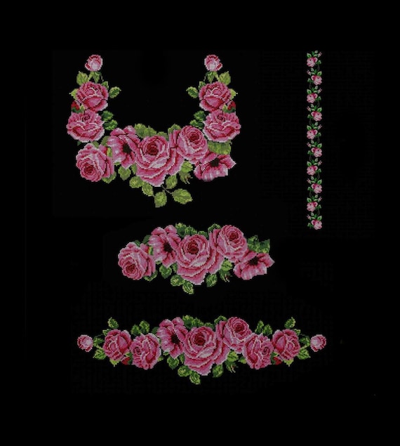 ランウェイモデル✨グッチ ローズ刺繍 ビーズカットソー ジェンダーレス 48 Tattoo Rose Cross Stitch Pattern · Wild Violet Cross Stitch