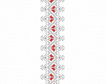 Border Embroidery machine designs Heart pattern. Folk Slavic ornament. Set 2 sizes.