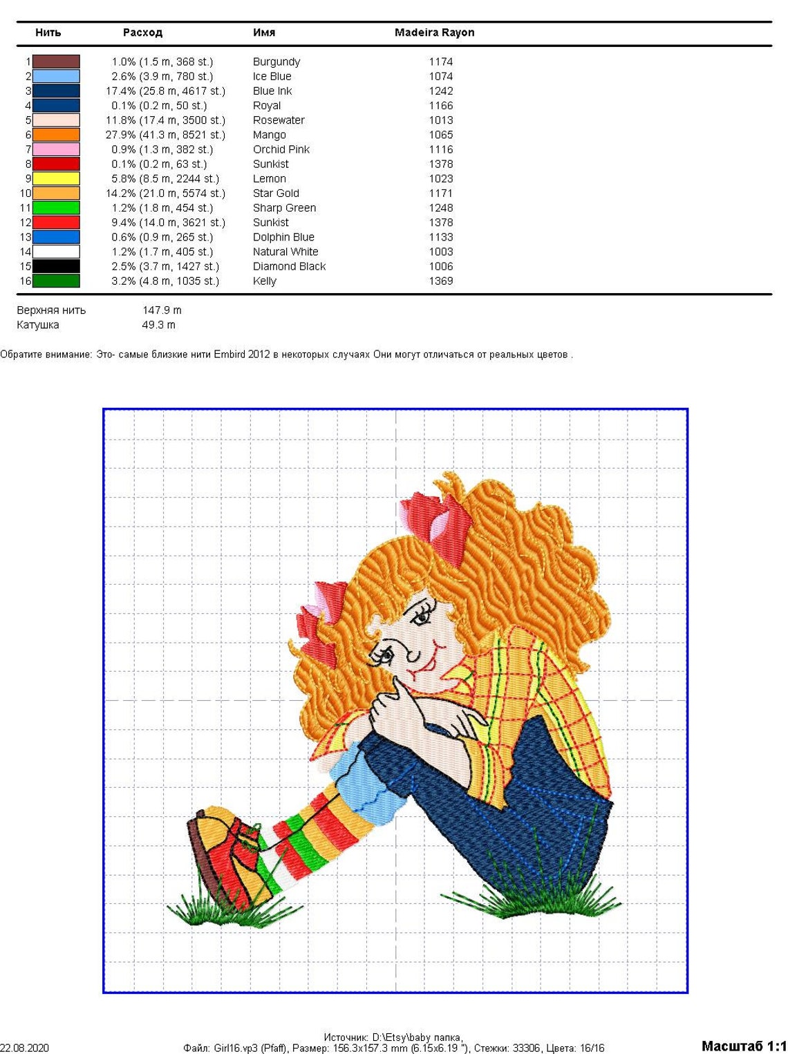 Girl Machine Embroidery Design. Set digital embroidery pattern Etsy