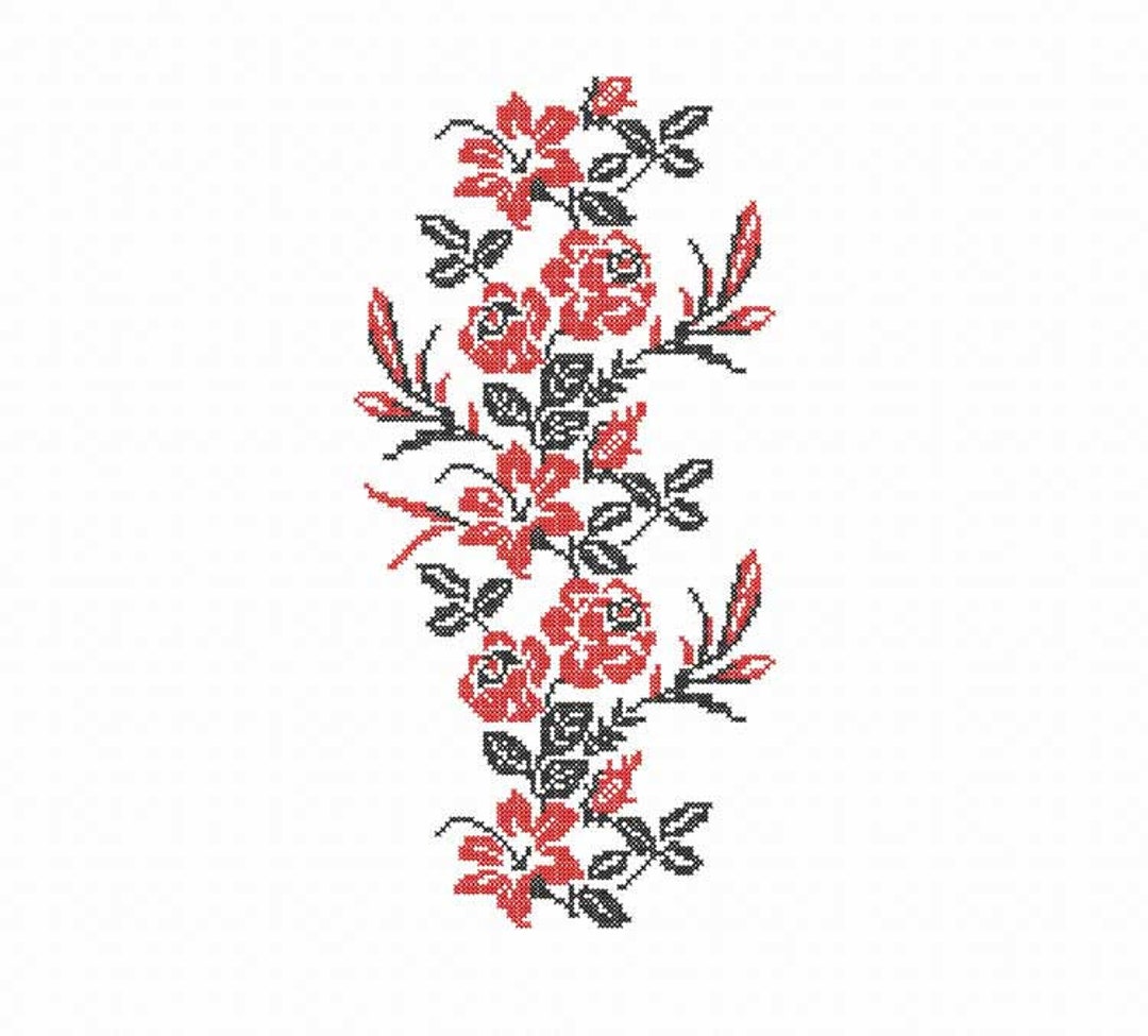 Flowers Embroidery Machine Cross Stitch Digital Design. Roses Etsy