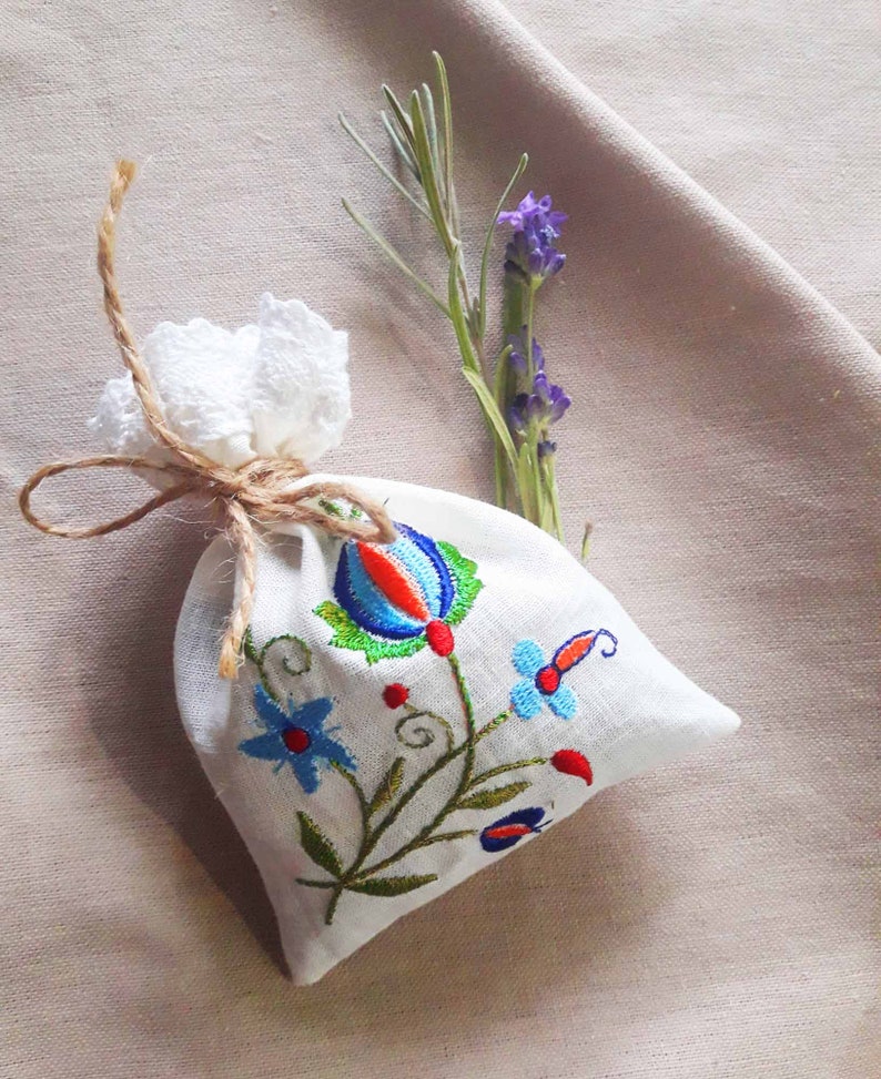 Favor Linen Embroidered Bags. Empty Lavender Sachet Bags Etsy