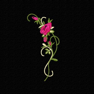 Diseño de bordado de máquina de flores Patrón digital de rosa. Conjunto diseños 2 tamaños