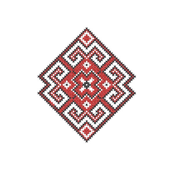 Machine Embroidery cross stitch design Folk ethnic pattern.