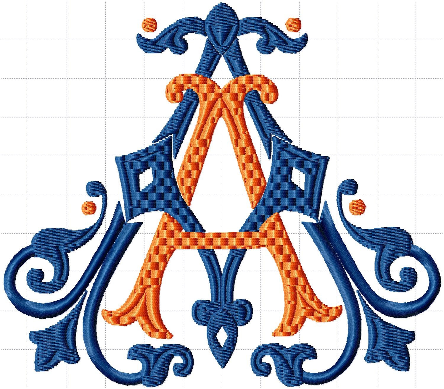Personalized Font Monogram Machine Embroidery Design. the Letter AA ...