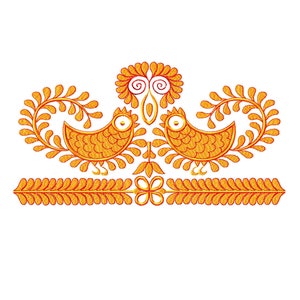 Folk Machine Embroidery design Slovak ethnic pattern. Vintage ornament