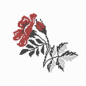 Rose Machine embroidery design. Flower cross stitch pattern. Floral ukrainian embroidery pattern