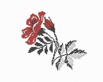 Rose Machine embroidery design. Flower cross stitch pattern. Floral ukrainian embroidery pattern