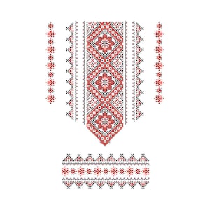 Folk Machine Embroidery designs. Digital Cross stitch pattern. Set ethnic ornaments for clothes