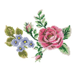 Roses machine embroidery design. Set Flowers cross stitch pattern.