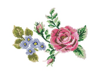 Roses machine embroidery design. Set Flowers cross stitch pattern.