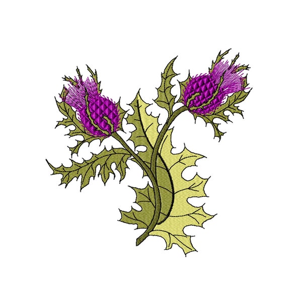 Thistle embroidery pattern. Flowers border embroidery design.
